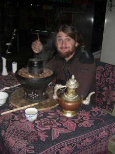 ...am letzten Abend noch ein tibetischer Hotpot (Heisser Topf) natuerlich mit Yakfleisch und tibetischem Buttertee